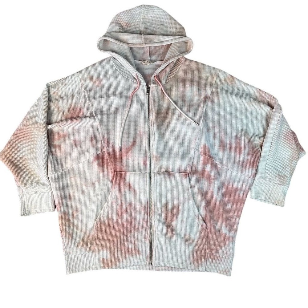 POL‎ Unisex Tie-Dye Full Zip Hoodie Medium Multicolor Lightweight